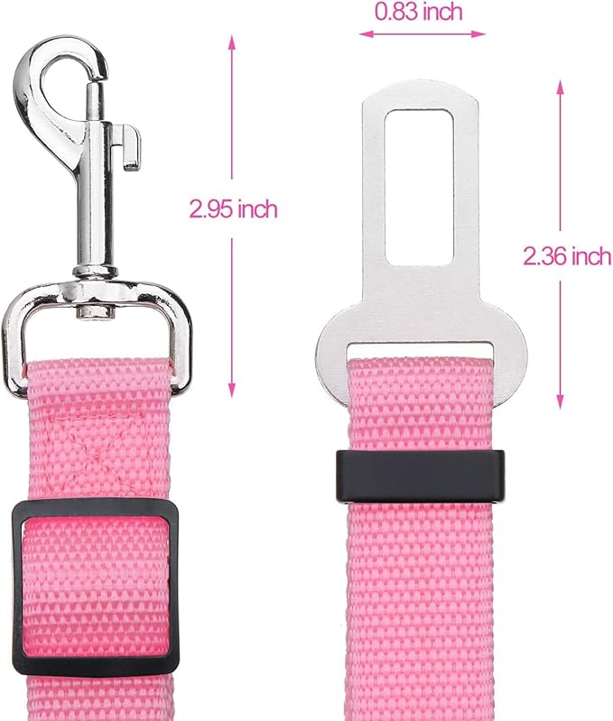 Elisel Elisel 2 Packs Adjustable Length Pet Dog Cat car seat Belt Pet seat Belt Pet Accessories for Dogs Cats and Pets (Pink)-PawvioPets