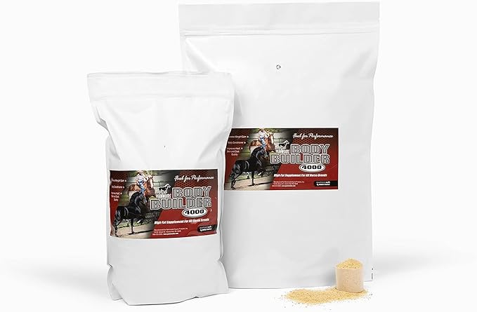 Body Builder 4000, Horse Weight Gain Supplement, High Fat and Energy Horse Weight Builder with Body Conditioning Horse Vitamins, Improves Hoof Quality - 12lb Bag-PawvioPets