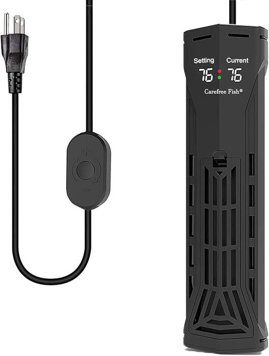 Carefree Fish 100/200/300/500/800W Paladin Aquarium Heater PTC Ceramics Heating Rod Digital LED Intelligent Leaving Water Automatically Stop Heating System for Freshwater and Saltwater No Cooking Fish-PawvioPets