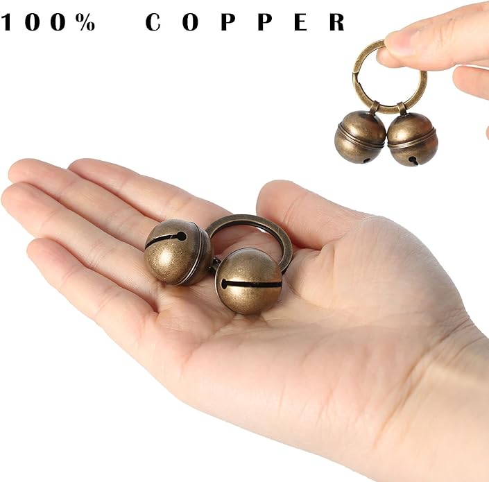 Copper Bells for Dog Collars with Snap Clips - Made of Pure Copper for Dogs/Cat - Clear Sound & No Rust - Save Birds Wildlife, Know Where Your Pet Christmas Sounds-PawvioPets