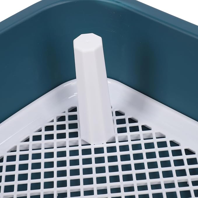 Fabater Dog Potty Toilet Training Tray, Portable Multifunctional Mesh Puppy Training Toilet Pad Holder with Bafflel for Small Dogs Puppies (Peacock Blue)-PawvioPets