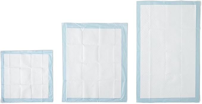 Amazon Basics Dog and Puppy Pee Pads with 5-Layer Leak-Proof Design and Quick-Dry Surface for Potty Training, Standard Absorbency, X-Large, 28 x 34 Inch - Pack of 60, Blue & White-PawvioPets