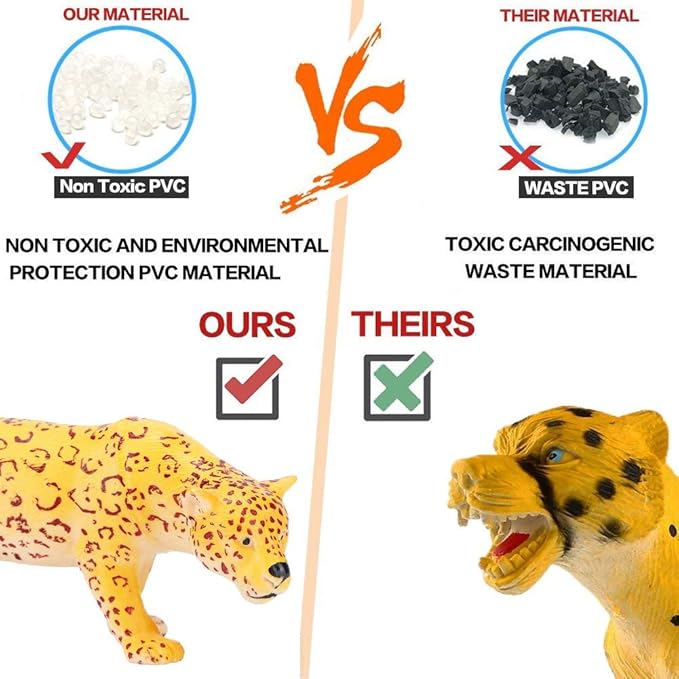 BOLZRA Safari Animals Figures Toys, Realistic Jumbo Wild Zoo Animal Figurines Plastic African Jungle Animals Playset for Kids Toddlers, 14 Piece Gift Set-PawvioPets