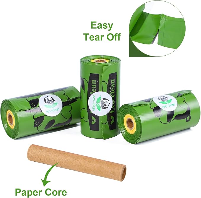 ECO-CLEAN Dog Poop Bags with 3 Bags Left Indicator - 360 Count Extra Thick and Leak Proof Pet Waste Bags with 1 dispenser, Unscented-PawvioPets