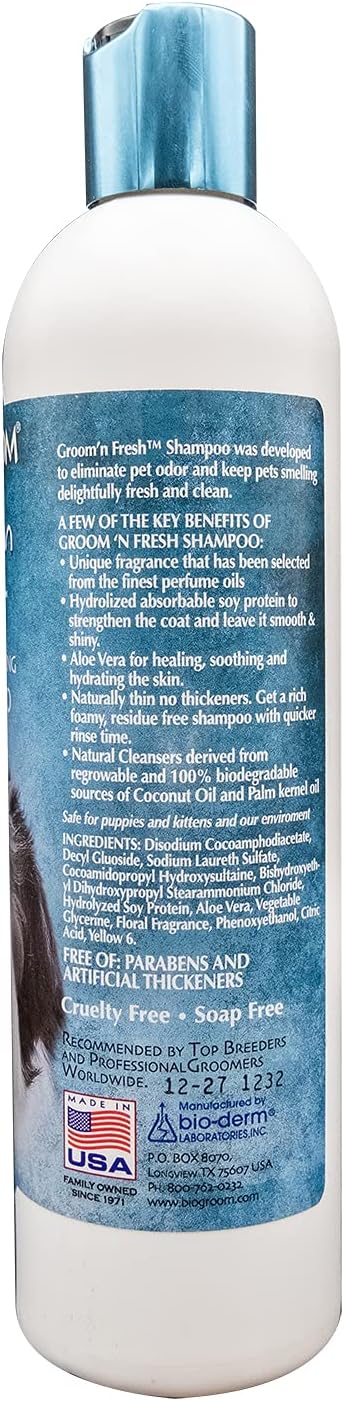 Bio-Groom Groom'n Fresh Dog Shampoo – Odor Eliminating, Dog Bathing Supplies, Puppy Wash, Cat & Dog Grooming Supplies, Cruelty-Free, Made in USA, Dog Products – 12 fl oz 1-Pack-PawvioPets
