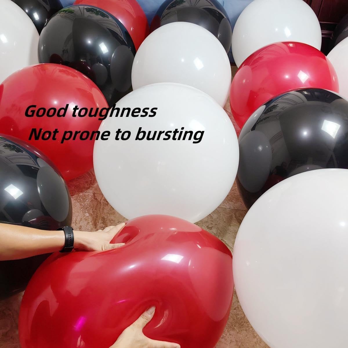 90 Pack 18 inch Red Black White Balloons 30 of each of the 3 colors Red White Black Latex Party big Balloon Bulk for Various Party Events Decorations