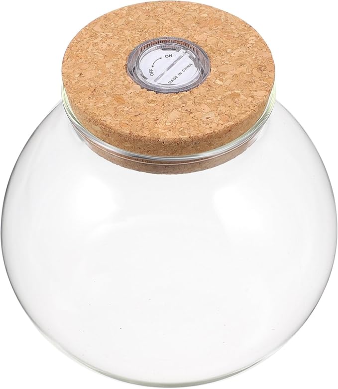 Fish Bowl with LED Light - Small Betta Fish Tank with LED Lighting and Lid Glass Fish Bowl Small Aquarium Glass Terrarium Container Bottle for DIY Landscape, Home Decor-PawvioPets