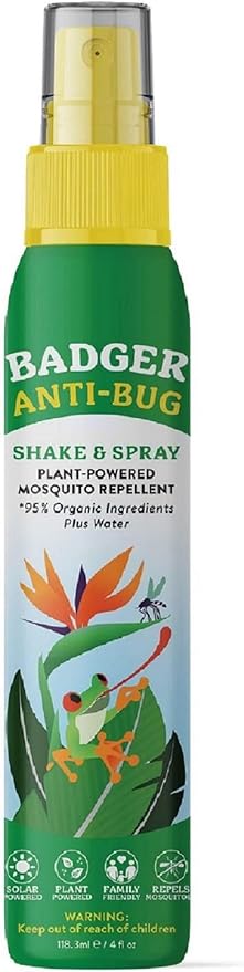 Badger Bug Spray, Family Friendly All Natural Mosquito Repellent w/Organic Essential Oils, Great Smelling Citronella Spray, Effective for 3 Hours, Deet-Free Vegan Plant Based Insect Repellent 4 fl oz-PawvioPets