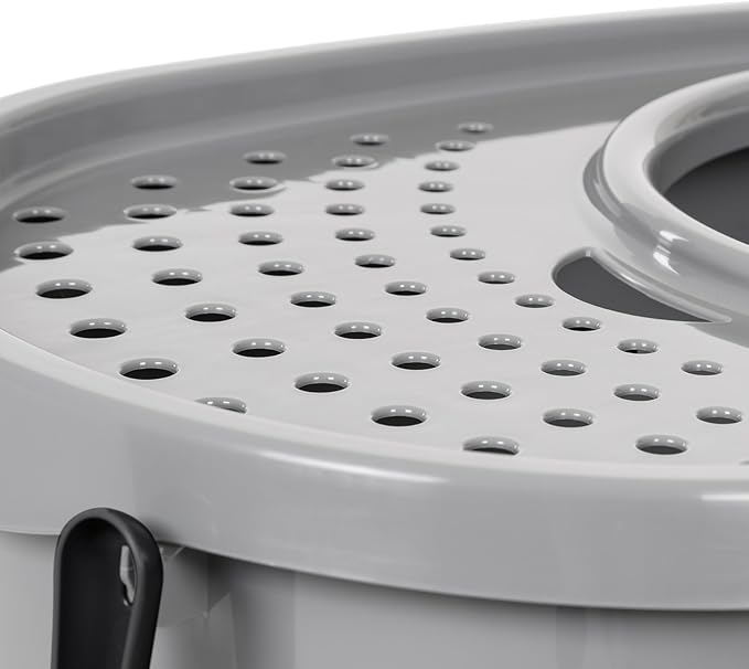 Amazon Basics Large Cat Litter Box with High Sides, Top Entry, Includes Scoop, 20.5 x 14.75 x 14.38 inches, Grey-PawvioPets