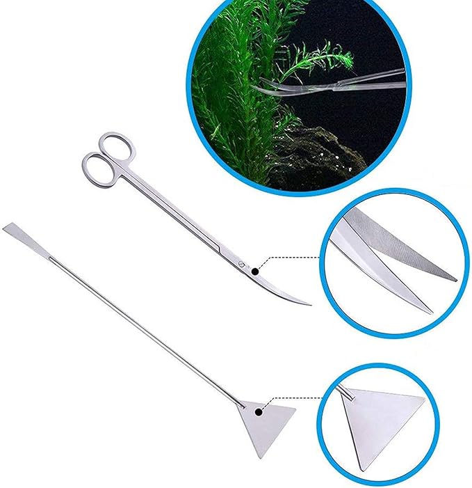 15in Aquascaping Tools, 4 in 1 Long Aquarium Tweezers Scissors Spatula, Stainless Steel Aquatic Plants Aquascaping Tools Set for Fish Starter Kits, Aquariums Tank and Terrarium-PawvioPets