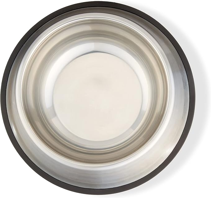 Amazon Basics Stainless Steel Non-Skid Pet Dog Water And Food Bowl, 2-Pack (10 x 2.8 Inches), Each Holds Up to 4 Cups-PawvioPets