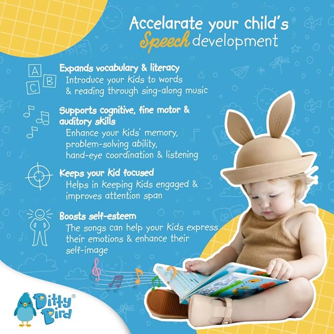 Ditty Bird Safari Book for Toddlers | Realistic Animal Sound Book | Interactive Safari Board Books for Toddlers 1-3 | Sensory, Musical Books for Animal Lovers | Sturdy Nursery Rhyme Toys for Baby-PawvioPets