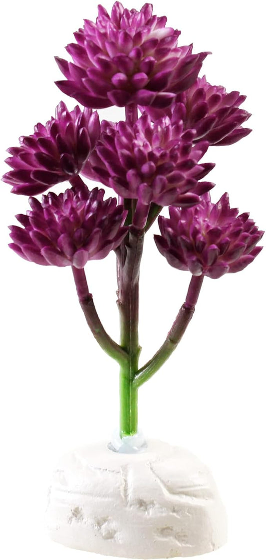 AQUANEAT Terrarium Plant, Fake Reptile Plant for Amphibian Habitat, 6.5 inch Tall Purple-PawvioPets
