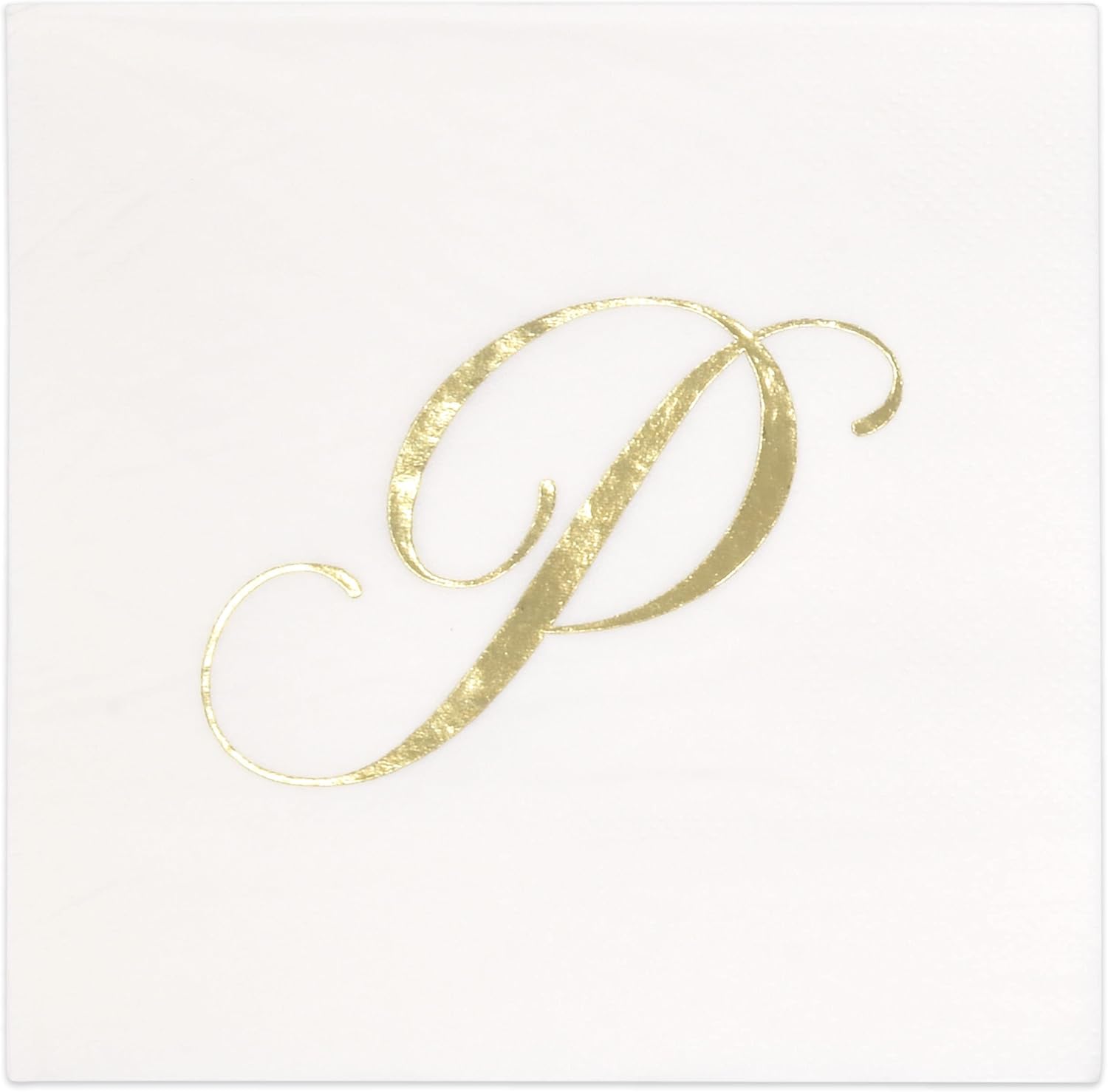 Gift Boutique - 100 Gold Monogram Cocktail Napkins Letter P Disposable Paper Pack Elegant Metallic Golden Foil Hand Napkin for Powder Room Wedding Holiday Birthday Party Baby Shower Decorative Towels