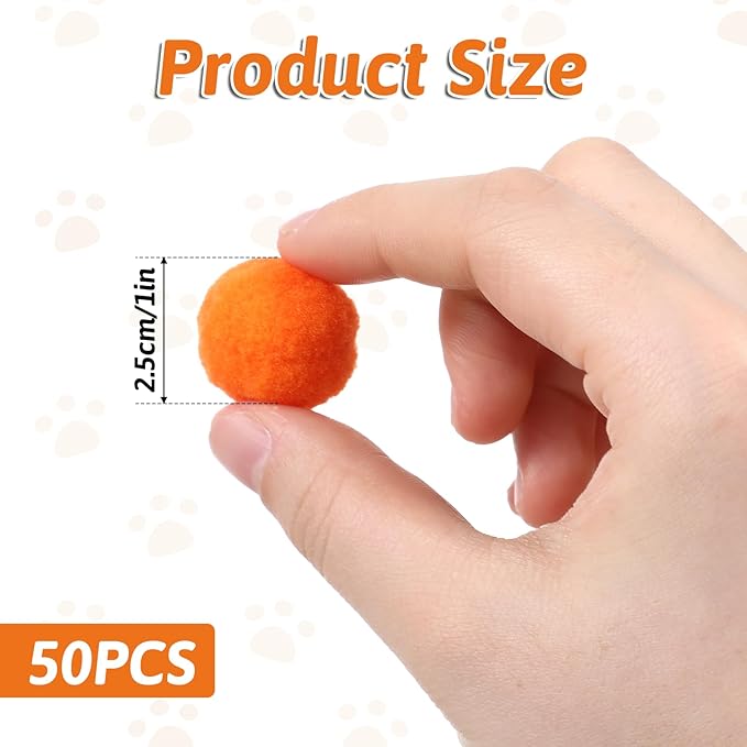50PCS 1 Inch Cat Toys Balls Kitten Cat Pom Pom Balls Soft Cat Puff Ball Toys Rolling Interactive Cat Toy Ball Cat Nip Balls Fuzzy Balls for Cats Creative Crafts Decorations Assorted Color-PawvioPets