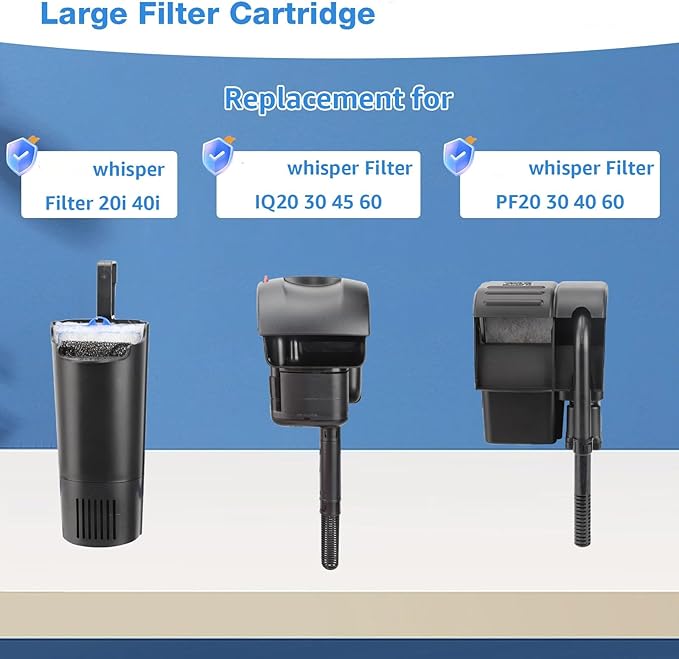 9 Count Assembled Large Filter Cartridges Compatible with Tetra Whisper Bio-Bag Filters 20i 40i IQ20/30/45/60 PF20/30/40/60, Large Replacement Filter Cartridges for Whisper Filters & Aquariums-PawvioPets