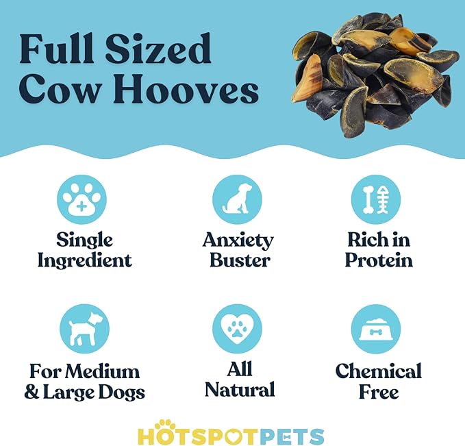 Full-Size Cow Hooves for Dogs | (50 Pack) All-Natural Long Lasting Dog Chews | Made from Grass Fed Cattle | Tasty Treat for Oral Hygiene | Fantastic Alternative for Rawhide and Bully Sticks-PawvioPets