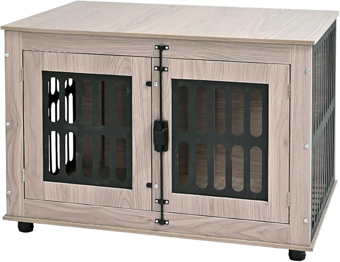 Amazon Basics Heavy Duty Dog Crate Furniture for Small to Medium Dogs, Wooden Decorative Dog Kennel Cage Indoor with Safety Lock, 38.5" L x 26.8" W x 25.6" H-PawvioPets