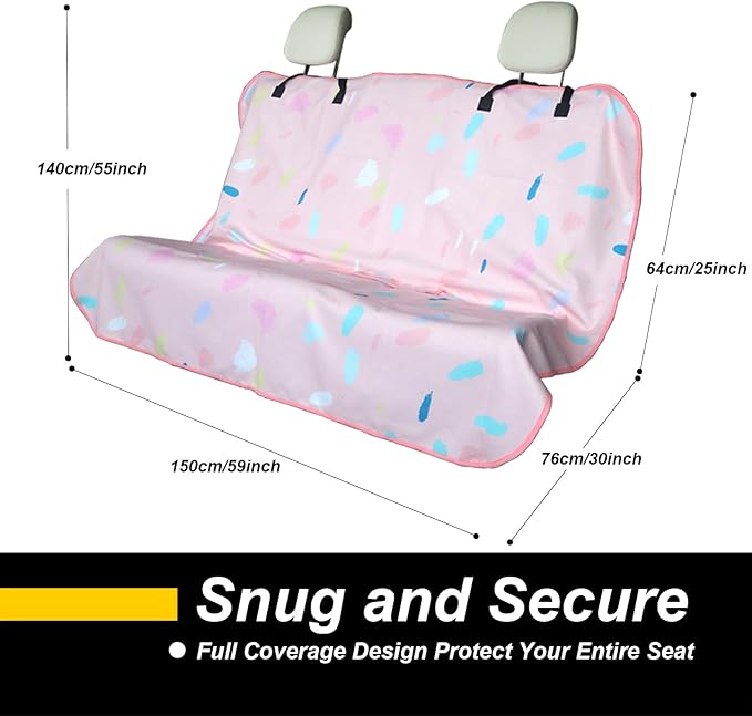Back Seat Cover for Car Trucks Van SUV,Waterproof Rear Bench Towel Seat Covers for Dogs and Kids,Automotive Backseat Protector (Pink Marbling)-PawvioPets