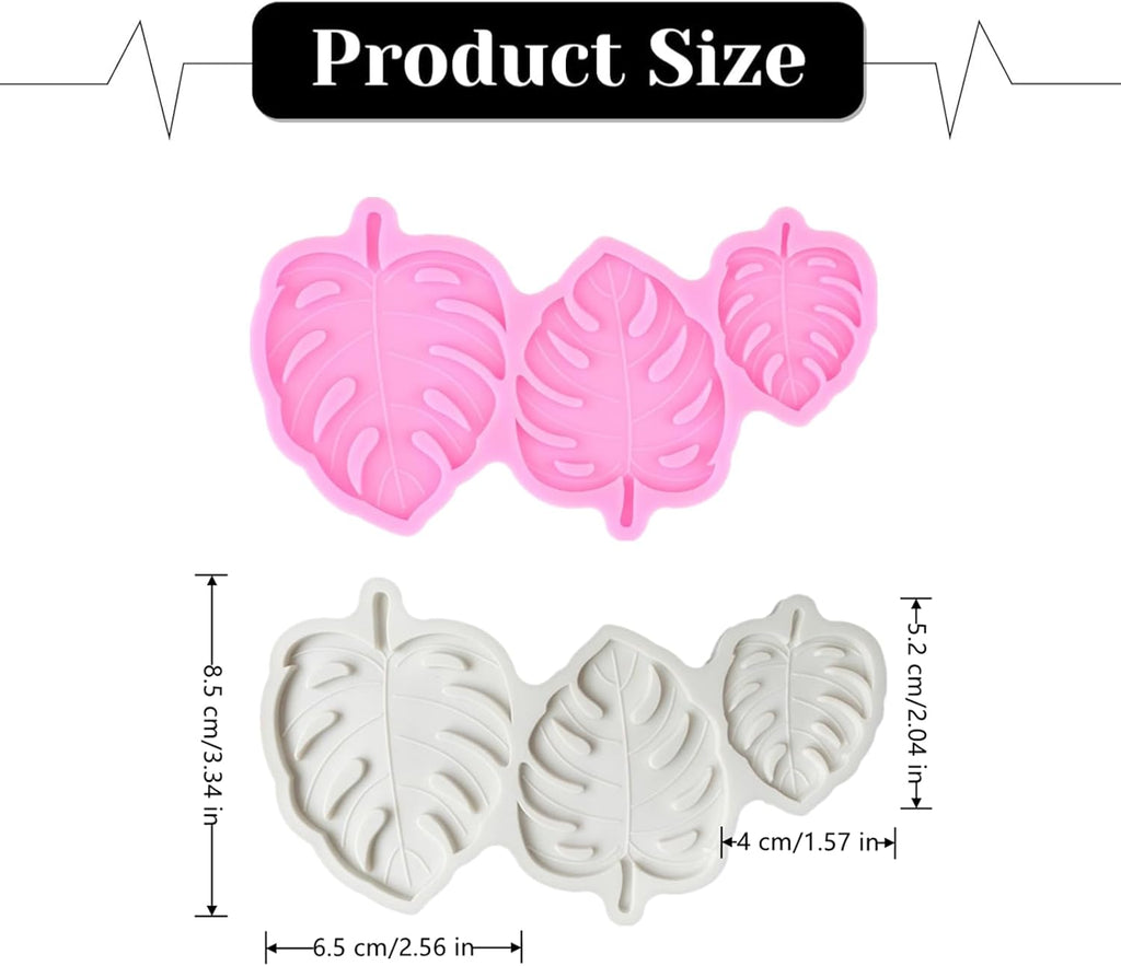 2 Pcs Tropical Leaf Molds Universal Silicone Leaf Fondant Molds for Cookie Chocolate, Kitchen Tools