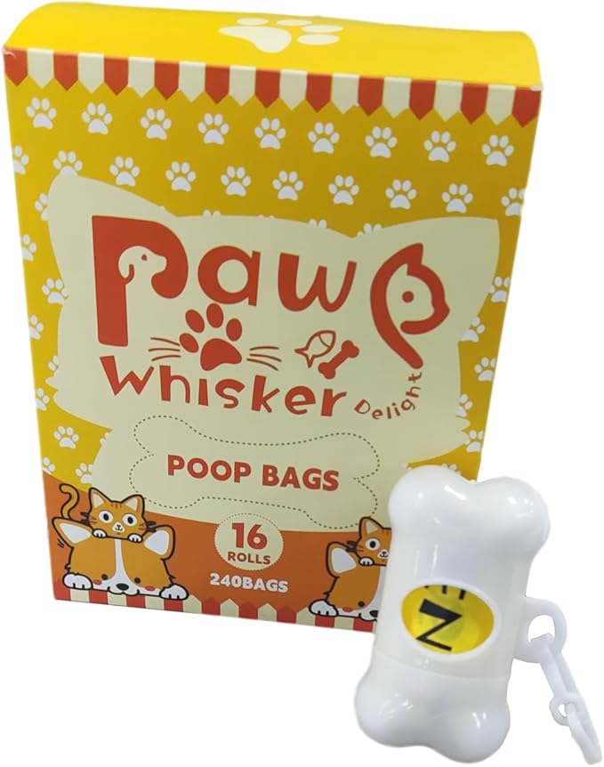 Dog Poop Bag, Biodegradable, Waste Bags with Dispensers, Guaranteed Leak Proof and Extra Thick, Certified Home Compostable, Plant-Based Dog Waste Bags, Eco-Friendly, 240 counts 16 rolls (Yellow, 16)-PawvioPets