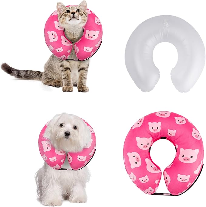 CuteBone Inflatable Dog Neck Donut with Removable Soft Fleece Covers for Small/Medium/Large Dogs and Cats After Surgery GWB01XL-PawvioPets