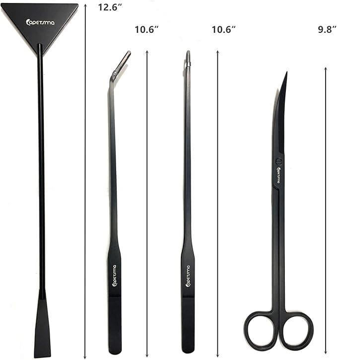 Aquarium Tweezers, Capetsma Stainless Steel Aquarium Plant Tools Long Aquascaping Tools Scissors Spatula Aquatic Plants Tool Set for Freshwater and Saltwater-PawvioPets