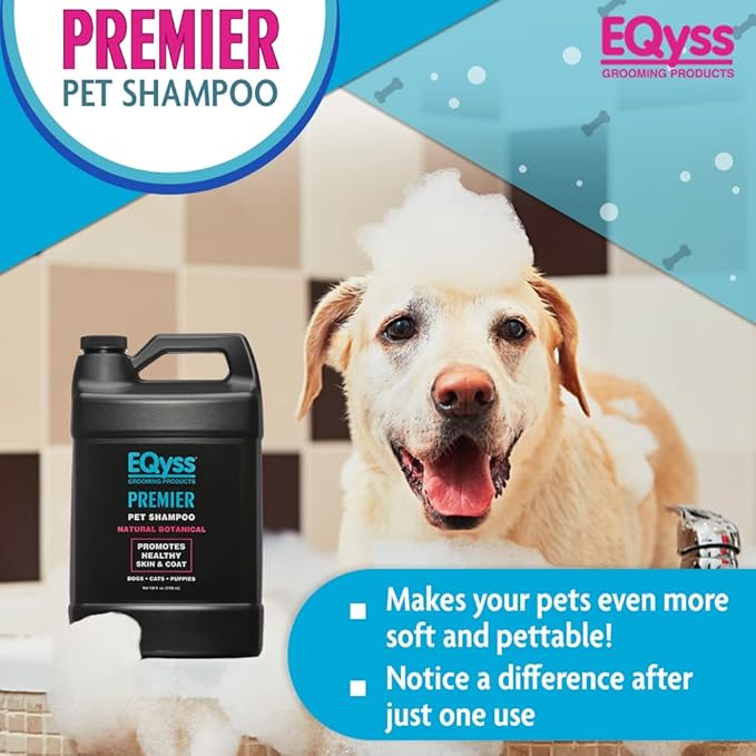 EQyss Premier Pet Shampoo - Cleanses & Moisturizes Coat, Adds Volume, Intensifies Colors, Residue-free Finish - for all Dogs, Cats, Puppies (128 oz)-PawvioPets