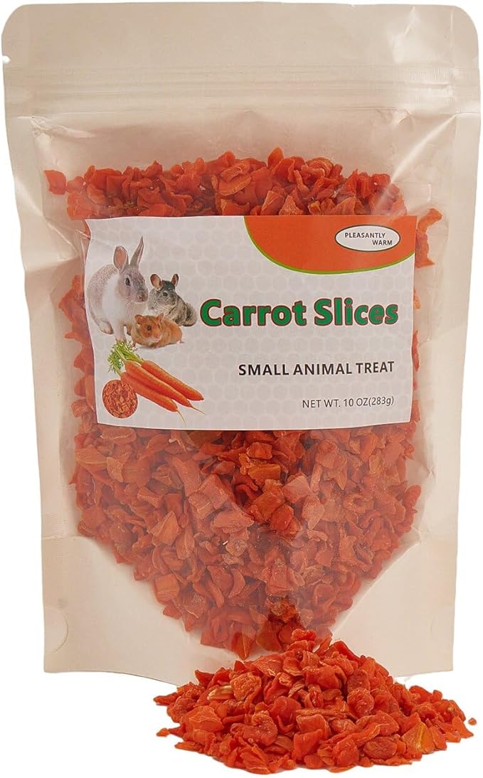 All-Natural Dried Carrot Treats for Small Pets, Healthy Snack for Rabbits, Chinchillas, Guinea Pigs, Hamsters and Herbivores (10 Ounce, Pack of 1)-PawvioPets