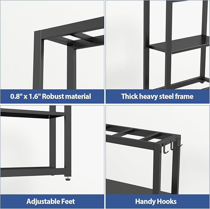 10-20 Gallon Fish Tank Stand with Storage Shelf, Aquarium Stand Measuring 24.8" W x 9.5" D x 30.1" H with Hooks,Heavy Duty Metal Turtle Reptile Tank Stand, Easy Assemble-PawvioPets
