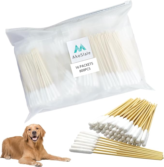 Dog Q Tips, Qtips Cotton Swabs for Dogs, 6-Inch Long Ear Cleaning Swabs, Wound Care, 800 Count, Eco-Friendly Bamboo Cotton, Pet Ear Care-PawvioPets