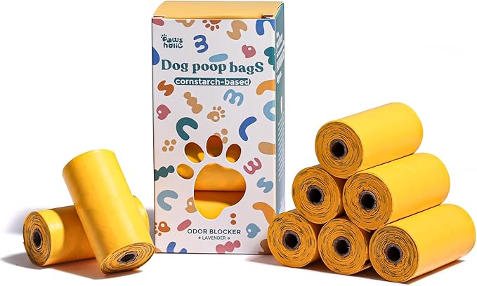 Dog Poop Bags Rolls Cornstarch Based Thickened&100% Leak Proof Dog Waste Bags -120 Count 8 Rolls - Doggie Poop Bag for puppy and Big Dogs(Lavender)-PawvioPets
