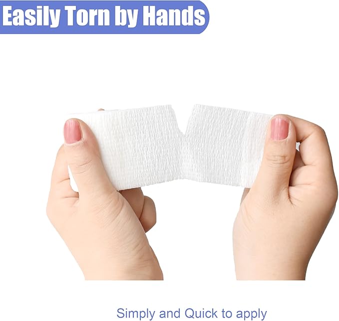 9 Pack 2" x 5 Yards Self Adhesive Bandage Wrap Self Stick Wrap for Ankle, Wrist, Finger, Sports, Breathable Cohesive Vet Tape for Pets (White)-PawvioPets
