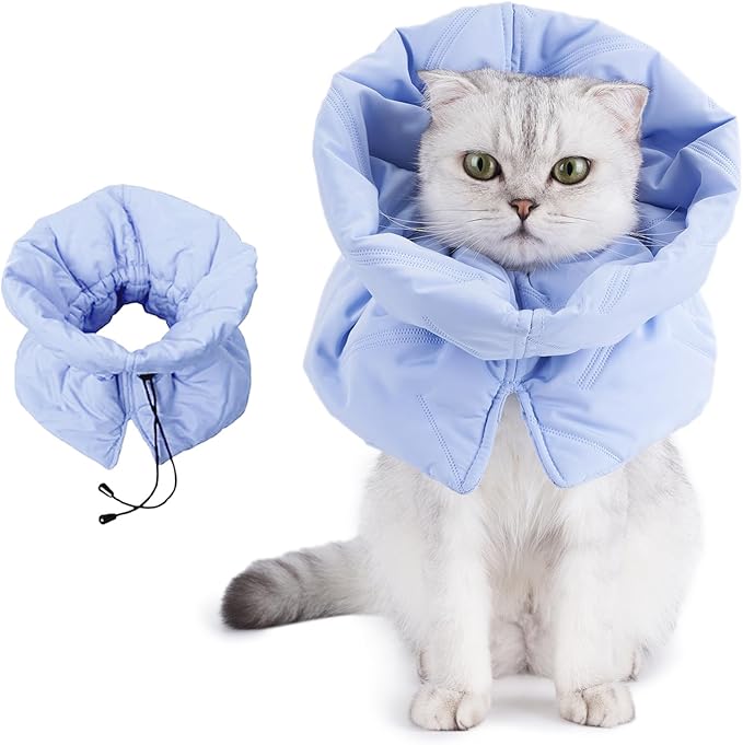 Adjustable Cat Recovery Cone Collar, Lightweight Soft Cat E-Collar Alternative After Spay, Waterproof Comfy Collars to Stop Licking Wound After Surgery, Protective Cone for Kittens/Puppies-PawvioPets