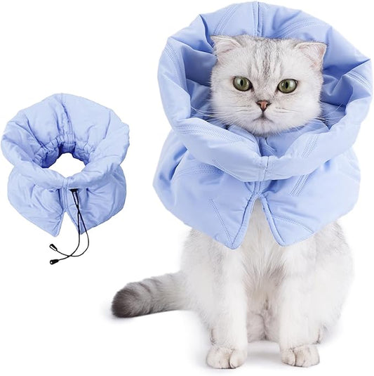 Adjustable Cat Recovery Cone Collar, Lightweight Soft Cat E-Collar Alternative After Spay, Waterproof Comfy Collars to Stop Licking Wound After Surgery, Protective Cone for Kittens/Puppies-PawvioPets