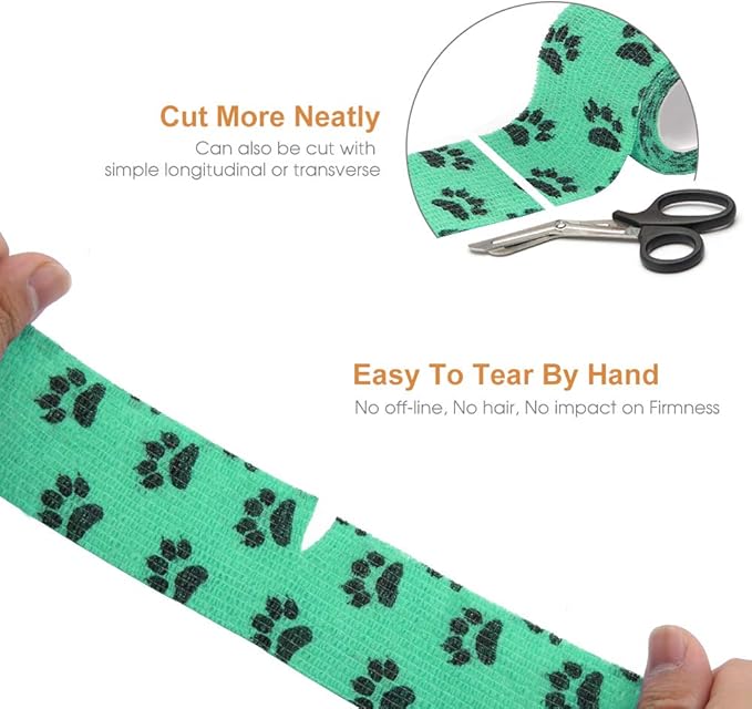 AUPCON Vet Wrap Cohesive Bandages Bulk Self Adhesive Bandage Wrap Self Adherent Wrap Non-Woven for Dogs Pet Animals & Ankle Sprains & Swelling 2 Inch x 5 Yards (2 Inch Claw)-PawvioPets