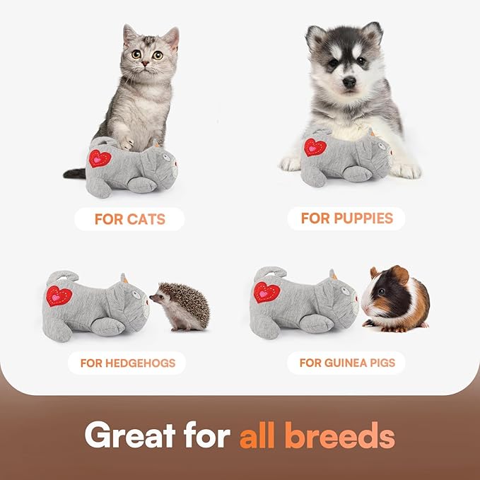 ALL FOR PAWS Heartbeat Cat Plush Toy – Calming Kitten Companion with Realistic Heartbeat, Anxiety Relief for Indoor Cats Dogs Pets-PawvioPets