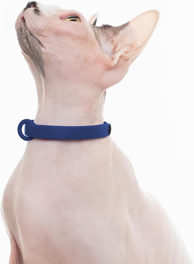 Break Away Collar for Cats - Soft, Thin, and Lightweight Safety Buckle Collar with Name Tag Ring for Outdoor Cats and Sensitive Skin Kittens by Nuvuq (6 ⅞" to 10 ¼", Dark Blue)-PawvioPets