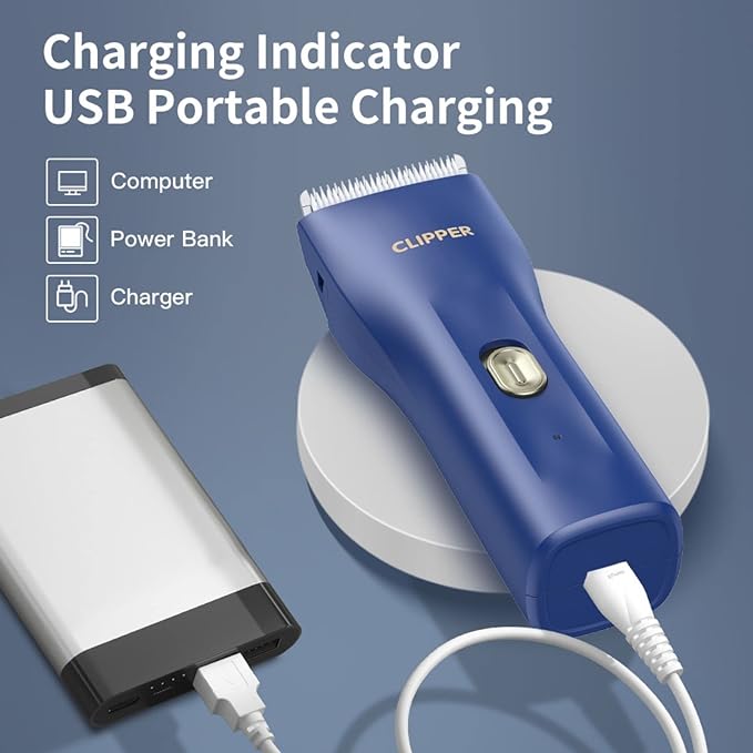 Dog Cat Home Hair Waterproof Clipper Portable Electric USB Rechargeable Pet Grooming Tools Low Noise Shaver Cordless Trimmer for Small and Large Pets-PawvioPets