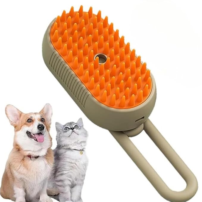 3-in-1 Cat Grooming Brush – Water Spray & Self-Cleaning Shedding Brush for Cats & Dogs – Pet Hair Removal & Massage Comb for Long & Short Hair (White). (White)-PawvioPets