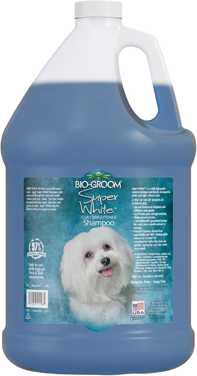 Bio-Groom Super Whitening Dog Shampoo – Whitening Pet Shampoo, Dog Bathing Supplies, Puppy Wash, Dog Grooming Supplies, Cruelty-Free – 1 Gallon-PawvioPets