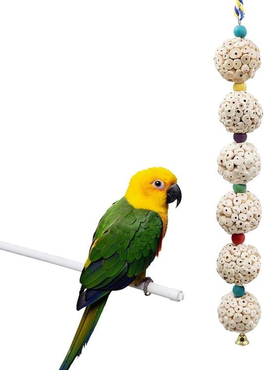 Bird Chewing Toy, Bird Sola Ball Toy with Bell, Bird Cage Accessories, Cage Toys for Cockatiel Parakeet Parrot Budgies Rat Hamster Chinchilla Rabbit Bunny African Grey-PawvioPets