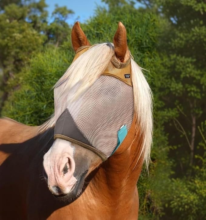 Fly Masks for Horses, 70% Uv-Block, Breathable Fly Mask for Equines, Durable, Comfortable Fit for All-Day Protection, Horse Size (Horse Fly Mask, Standard)-PawvioPets