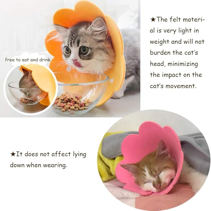 Cute Flower Recovery Collar - Adjustable M Size (2pcs), After Surgery Elizabethan Collar for Kittens, Cats, Puppies & Rabbits-PawvioPets