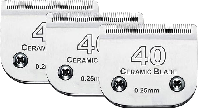 3PCS 40 Blades Dog Grooming Replacement Blades Compatible with Andis Dog Clipper,Ceramic Blade & Stainless Steel Blade-PawvioPets