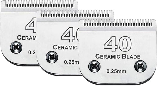 3PCS 40 Blades Dog Grooming Replacement Blades Compatible with Andis Dog Clipper,Ceramic Blade & Stainless Steel Blade-PawvioPets