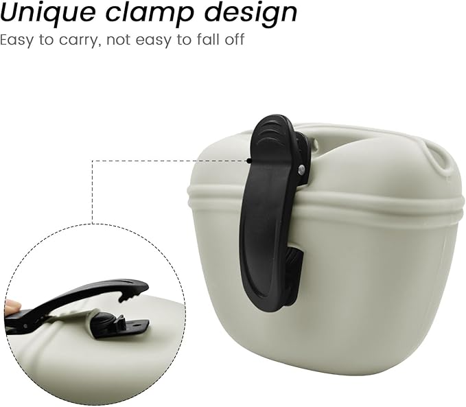 AUDWUD Silicone Dog Treat Pouch,Clip on Portable Training Container,Convenient Magnetic Buckle Closing and Waist Clip,No BPA-PawvioPets