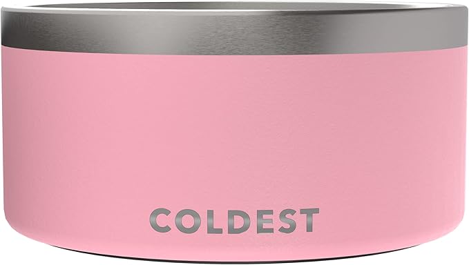 Coldest Dog Bowl - Anti Rust Metal, Non Slip, 3 Layers Insulated Stainless Steel Dog Bowls - Spill Proof & Heavy Duty - Water Bowl for Dogs, Cats & Pets, Dish Washer Safe (200 oz, Cotton Candy Pink)-PawvioPets