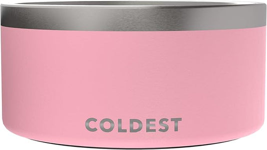 Coldest Dog Bowl - Anti Rust Metal, Non Slip, 3 Layers Insulated Stainless Steel Dog Bowls - Spill Proof & Heavy Duty - Water Bowl for Dogs, Cats & Pets, Dish Washer Safe (200 oz, Cotton Candy Pink)-PawvioPets