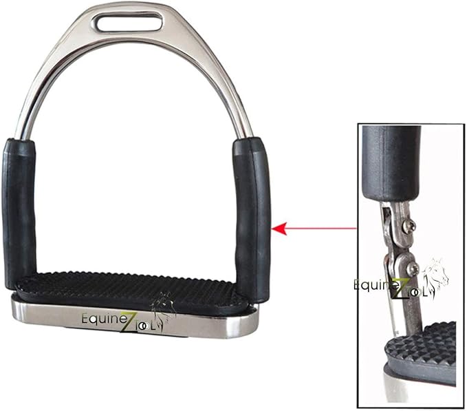 Flex Stainless English Saddle Stirrups Iron Pads Knee Ankle Stress Pain Relief-PawvioPets